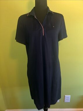 Tommy Hilfiger Navy Polo Dress with Red-Trim Details